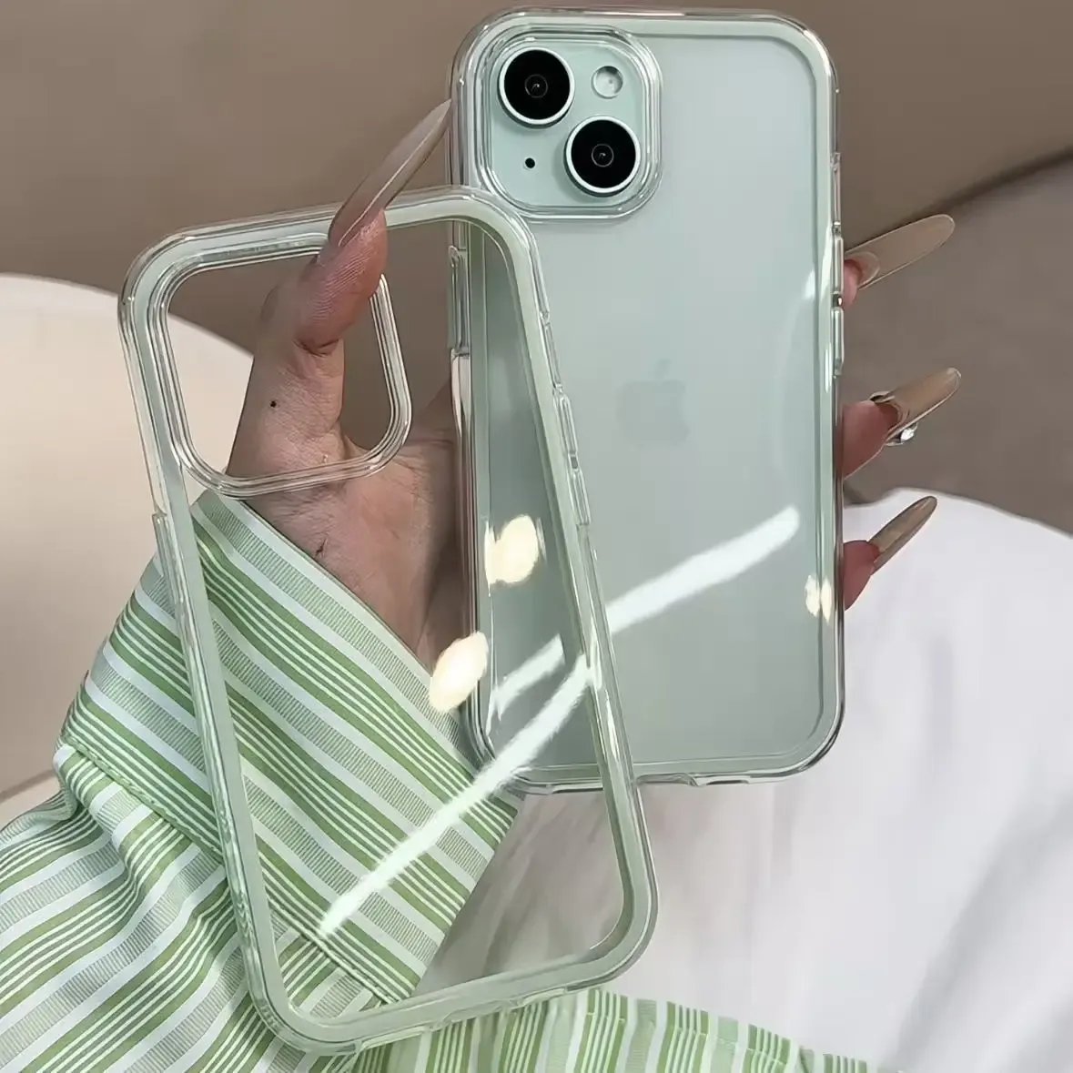 Luxury Candy Color Phone Case for iPhone 17 16 15 14 13 12 Pro Max 11 Plus - Clear Acrylic Shockproof Bumper Cover with Frame thumbnail 4