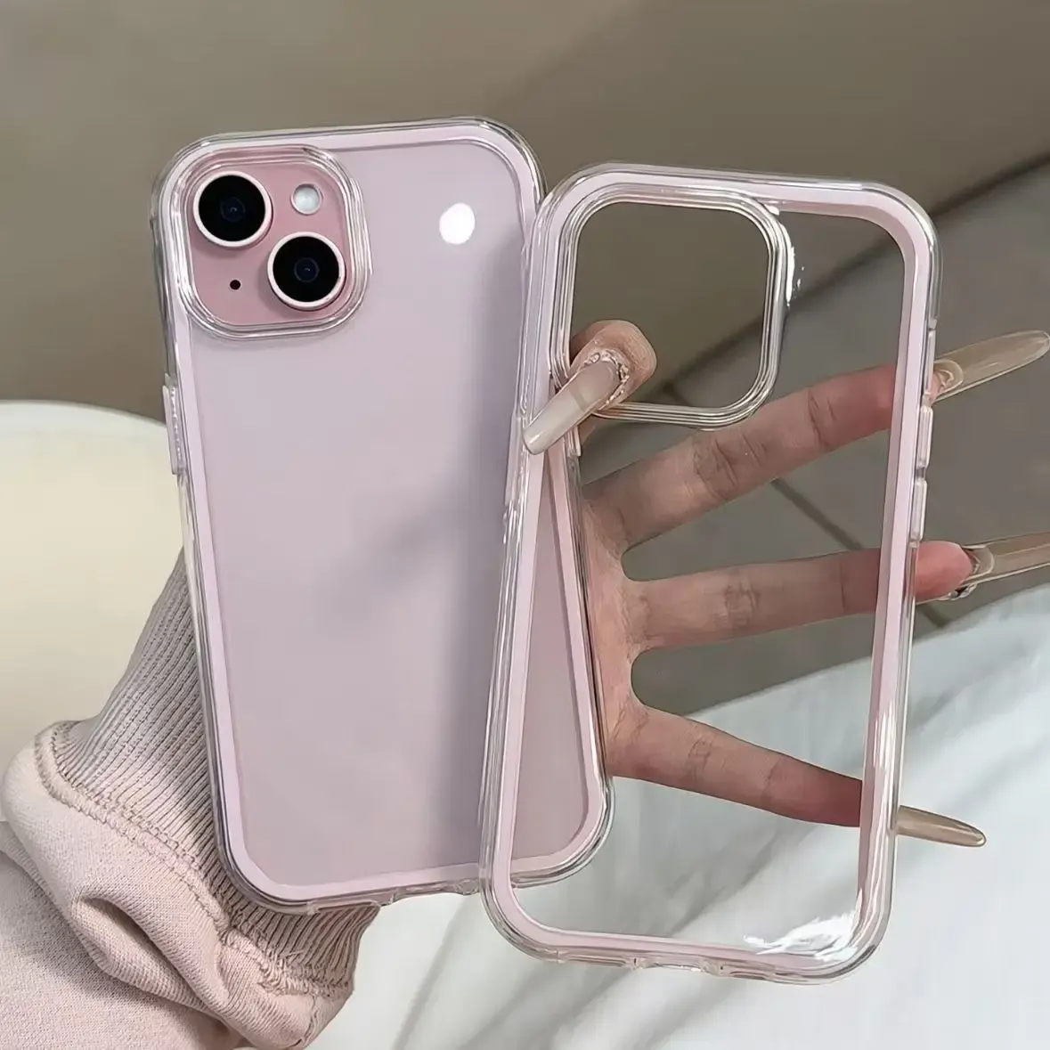 Luxury Candy Color Phone Case for iPhone 17 16 15 14 13 12 Pro Max 11 Plus - Clear Acrylic Shockproof Bumper Cover with Frame showcase 3