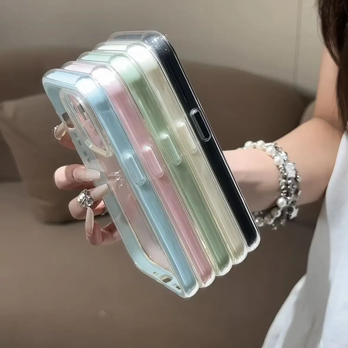 Luxury Candy Color Phone Case for iPhone 17 16 15 14 13 12 Pro Max 11 Plus - Clear Acrylic Shockproof Bumper Cover with Frame showcase 5