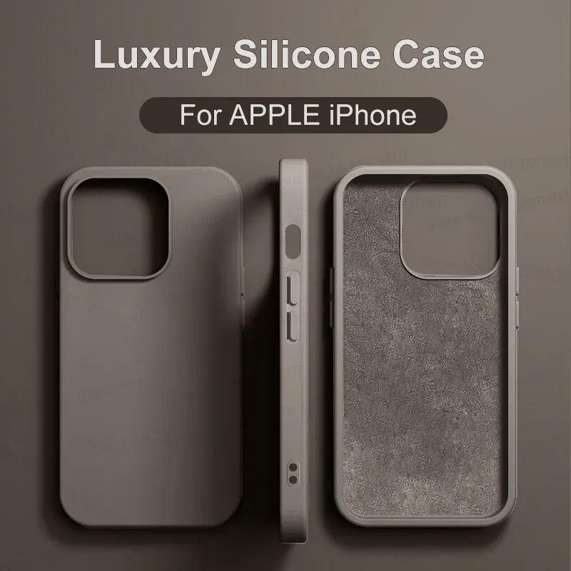 Luxury Shockproof Liquid Silicone Case for iPhone 11-17 Pro Max Air Plus, Soft Protective Phone Cover Accessories thumbnail 1