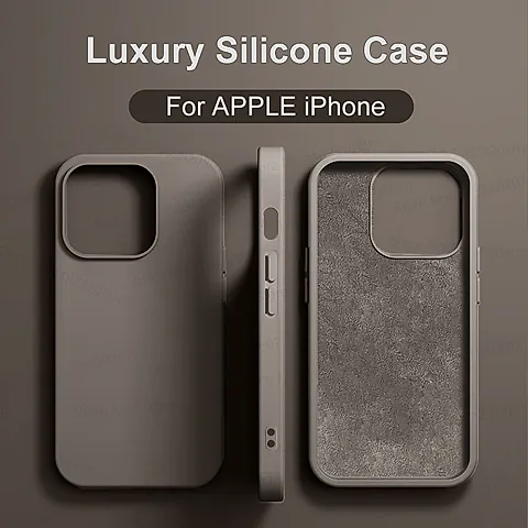 Luxury Shockproof Liquid Silicone Case for iPhone 11-17 Pro Max Air Plus, Soft Protective Phone Cover Accessories