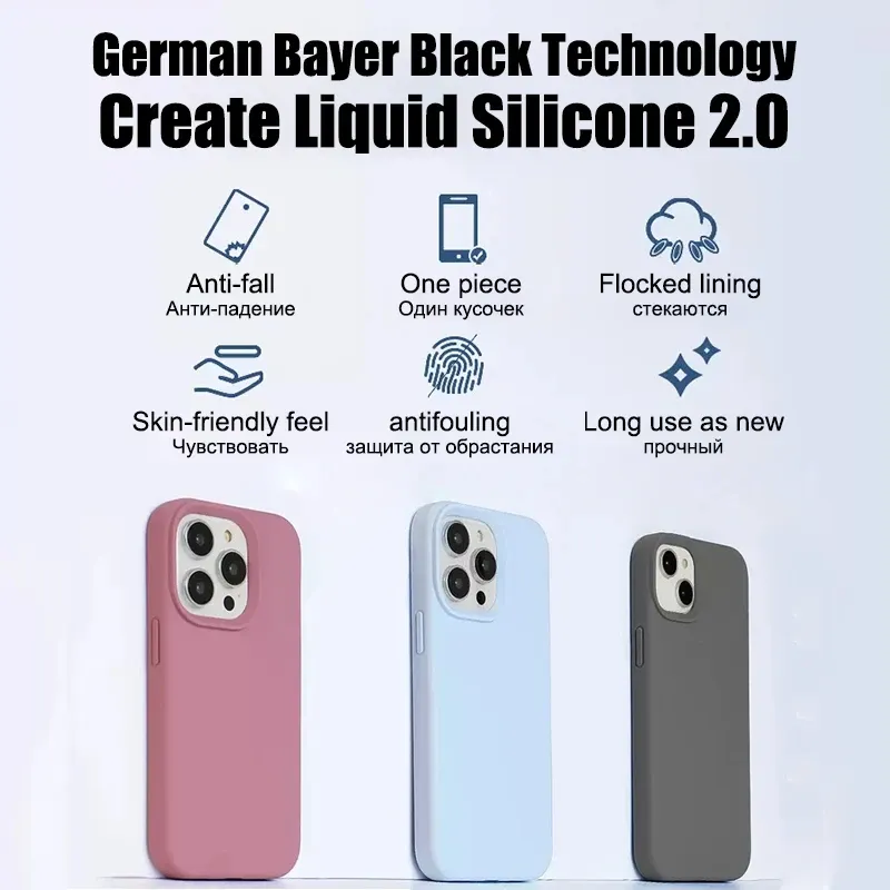 Luxury Shockproof Liquid Silicone Case for iPhone 11-17 Pro Max Air Plus, Soft Protective Phone Cover Accessories thumbnail 3