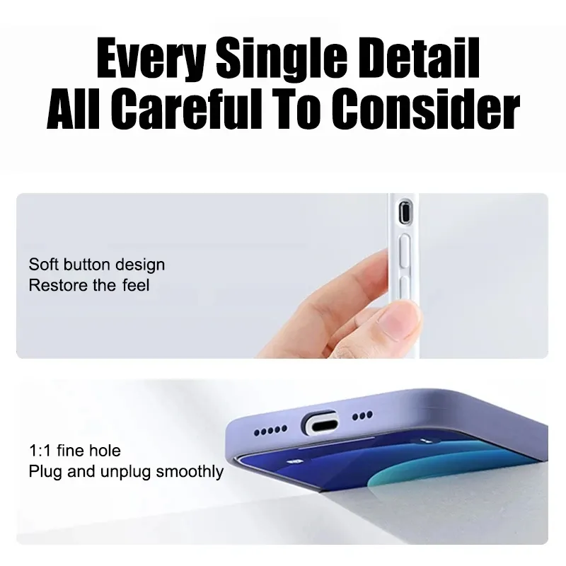 Luxury Shockproof Liquid Silicone Case for iPhone 11-17 Pro Max Air Plus, Soft Protective Phone Cover Accessories thumbnail 4