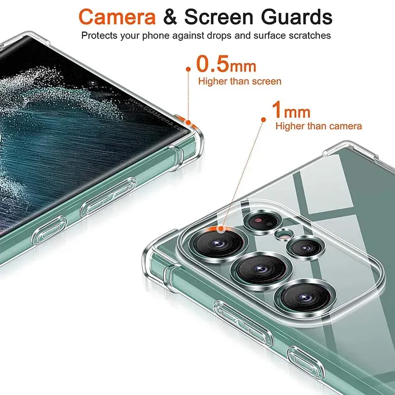 Shockproof Clear Silicone Soft Case for Samsung Galaxy S25/S24/S23/S22/S21 Ultra Plus Note20 FE - Dustproof, Anti-Shock Airbag Protection, Full Access thumbnail 4