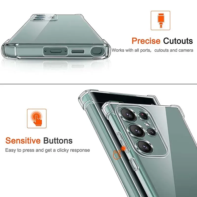 Shockproof Clear Silicone Soft Case for Samsung Galaxy S25/S24/S23/S22/S21 Ultra Plus Note20 FE - Dustproof, Anti-Shock Airbag Protection, Full Access thumbnail 6