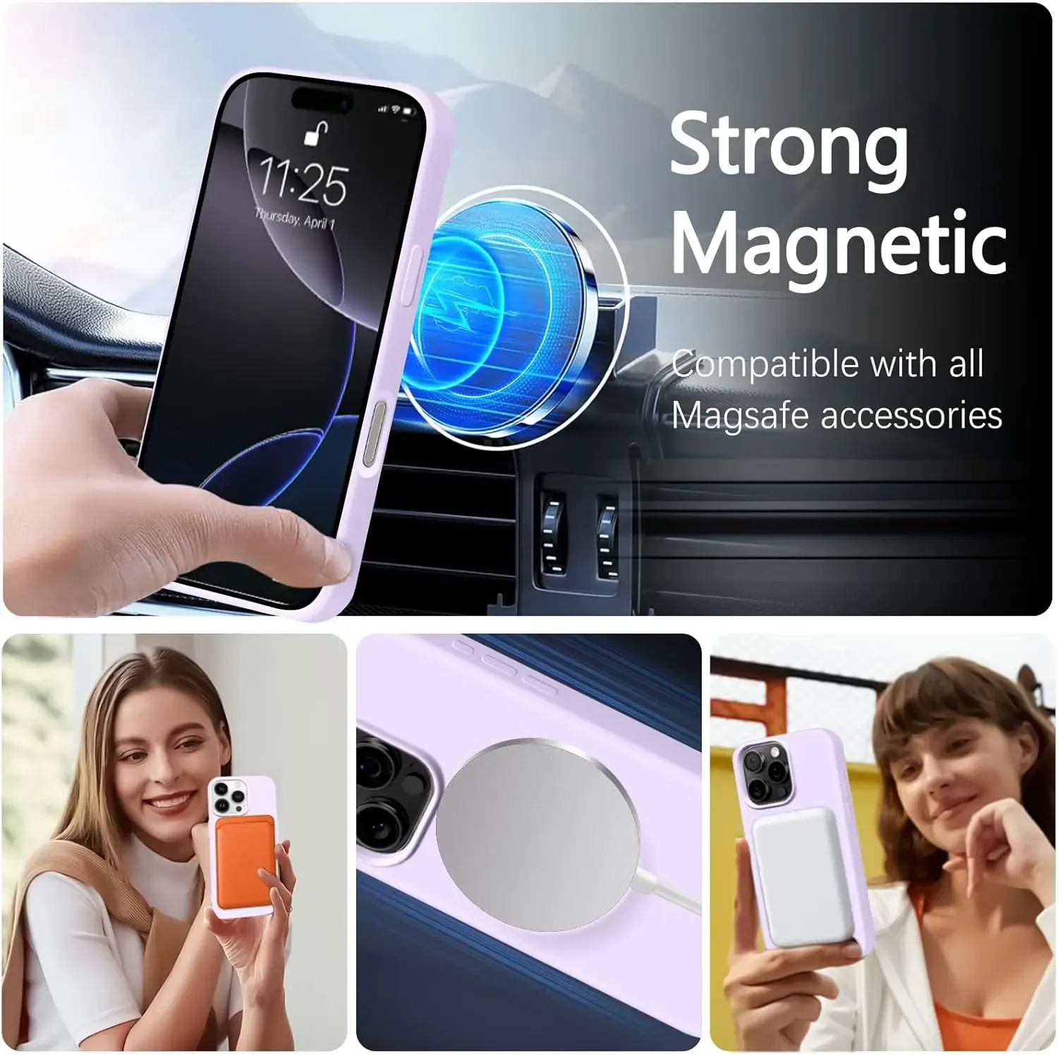 Official Silicone MagSafe Case with Lanyard for iPhone 15/14/16 Plus Pro Max - Magnetic Wireless Charging Protector Soft Cover thumbnail 5