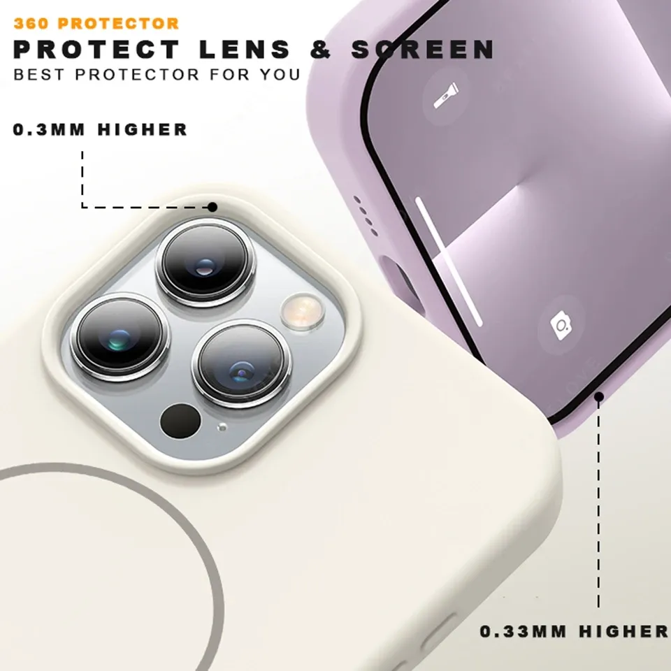 Official Silicone MagSafe Case with Lanyard for iPhone 15/14/16 Plus Pro Max - Magnetic Wireless Charging Protector Soft Cover showcase 7