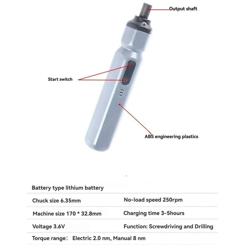 Mini Cordless Electric Screwdriver, Rechargeable Lithium Battery, Auto/Manual Dual Mode, Household Small Electric Drill for DIY Projects and Furniture Assembly thumbnail 6