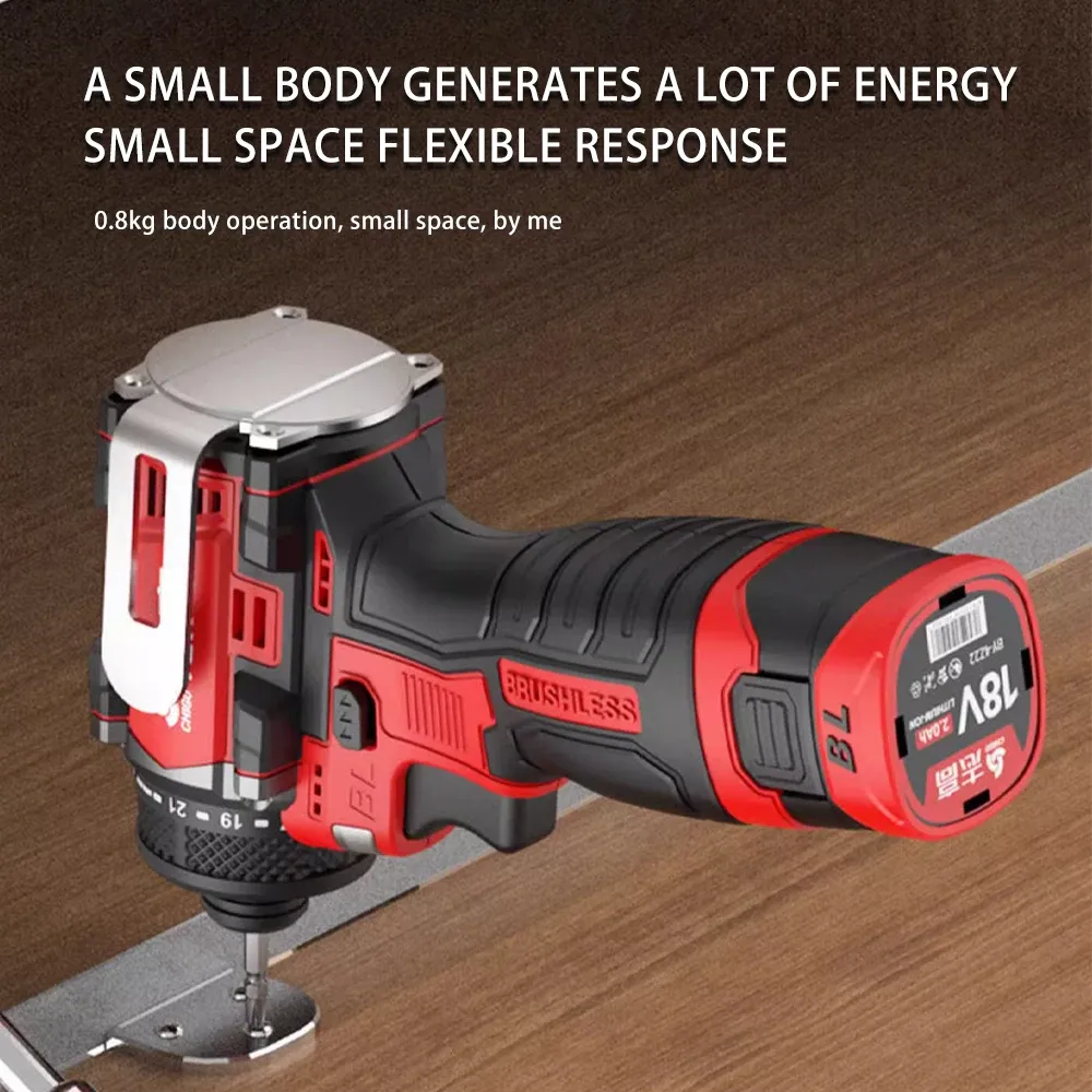 18V Brushless Cordless Electric Drill with 80Nm Torque, Knockable Driver Screwdriver Set with Li-ion Battery, Professional Power Tool for Home and Construction showcase 5