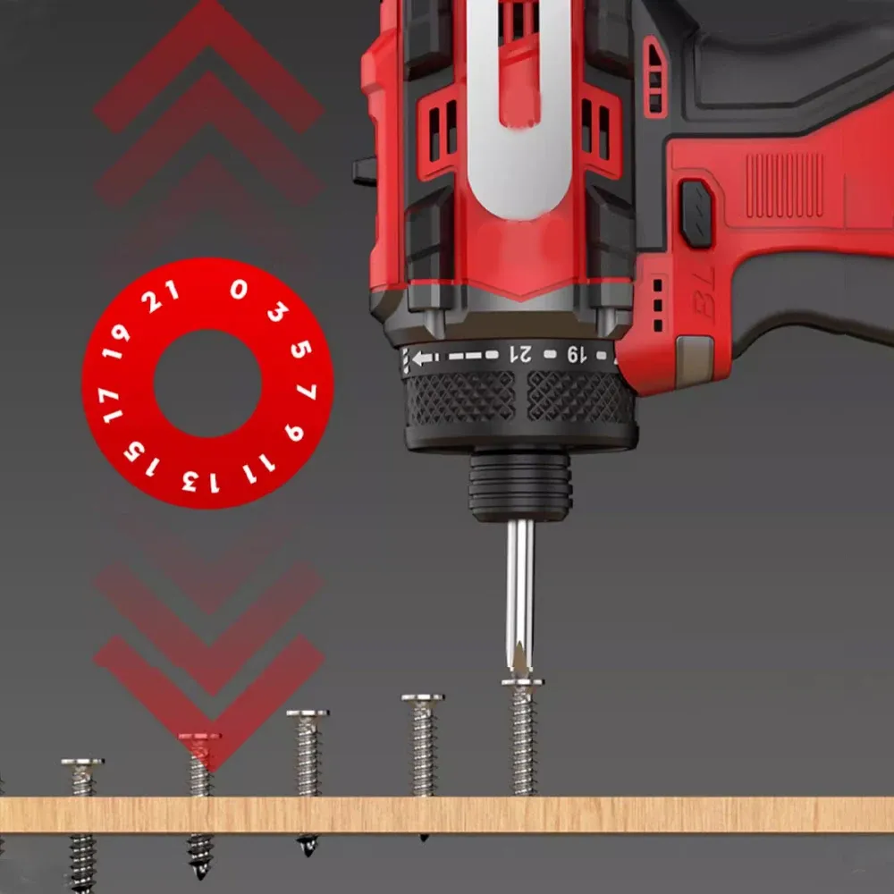 18V Brushless Cordless Electric Drill with 80Nm Torque, Knockable Driver Screwdriver Set with Li-ion Battery, Professional Power Tool for Home and Construction thumbnail 2