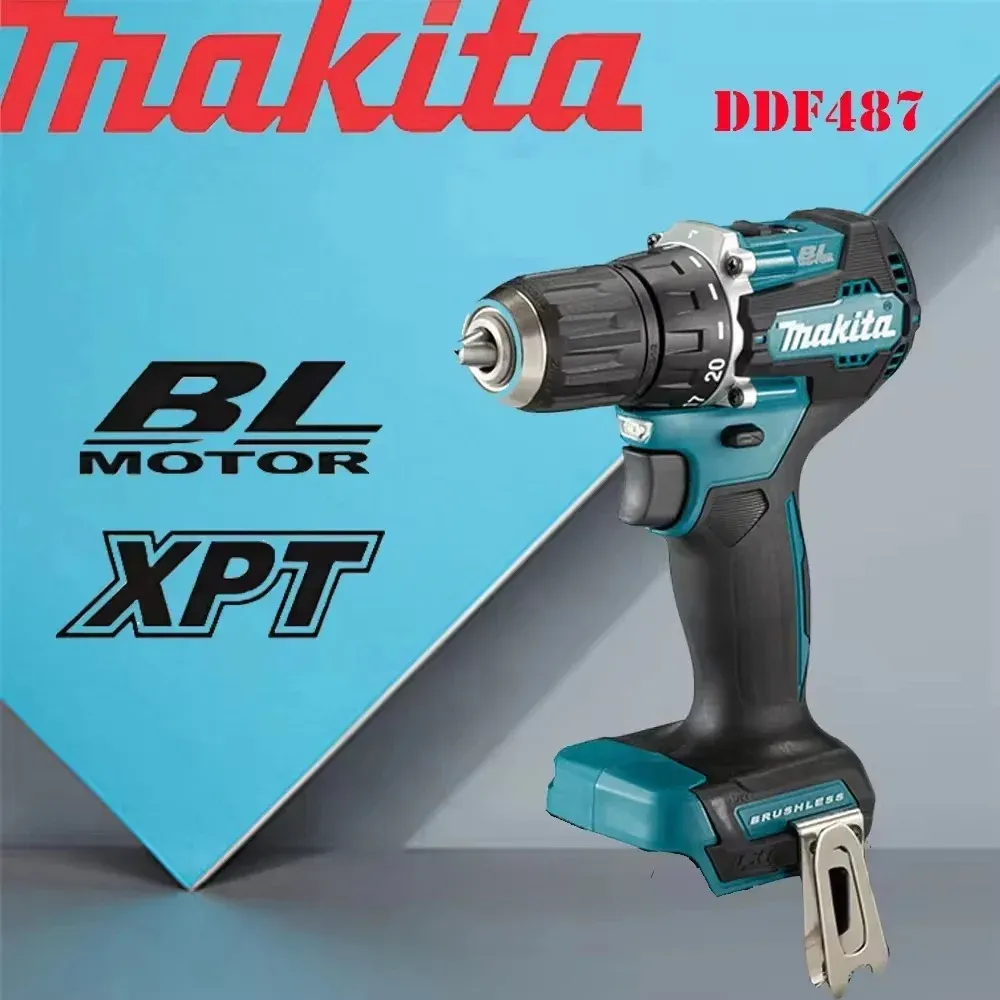 Makita DDF487 18V Cordless Driver Drill 10mm Brushless Electric Impact Screwdriver Rechargeable Power Tool for Professional Use