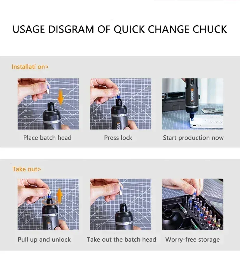 Worx WX242 4V Smart Cordless Electric Screwdriver Set - Portable Mini Power Screw Driver with USB Rechargeable Handle and 30 Bit Set for Home Repair and DIY Projects showcase 7