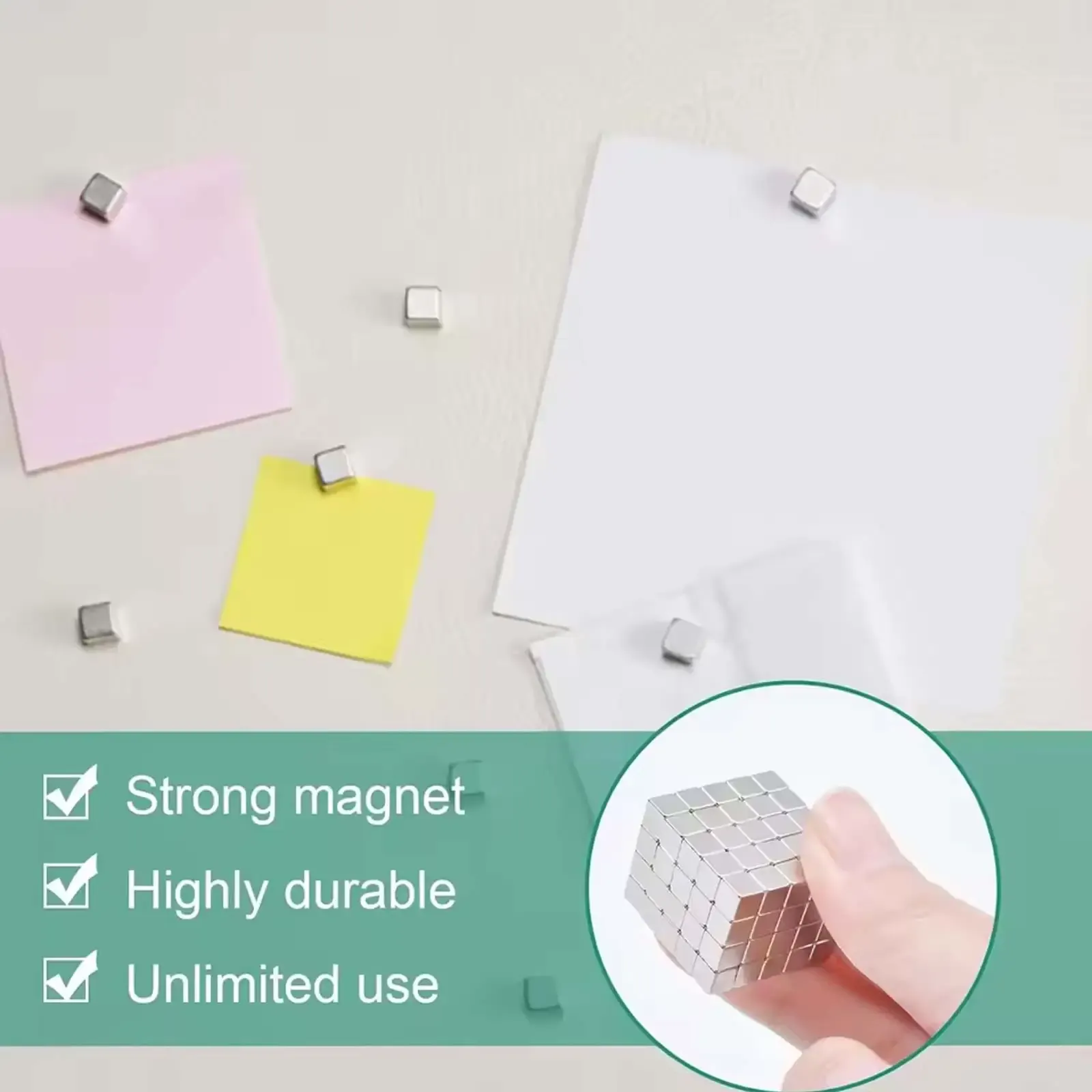 Strong Mini Magnetic Cubes 5x5x5mm, 50/100 Pcs Small Square Neodymium Magnets for Fridge, Whiteboard, Crafts, DIY Projects, Office Organization thumbnail 4