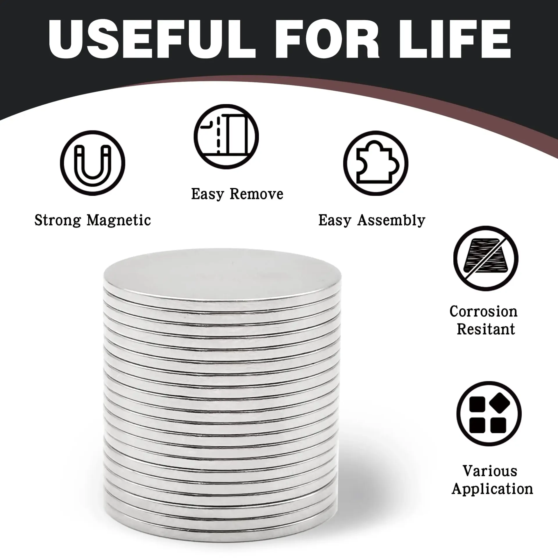 20x1mm Strong Refrigerator Magnets for Whiteboards, Arts & Crafts - Mini Office Magnets for Home and School thumbnail 3