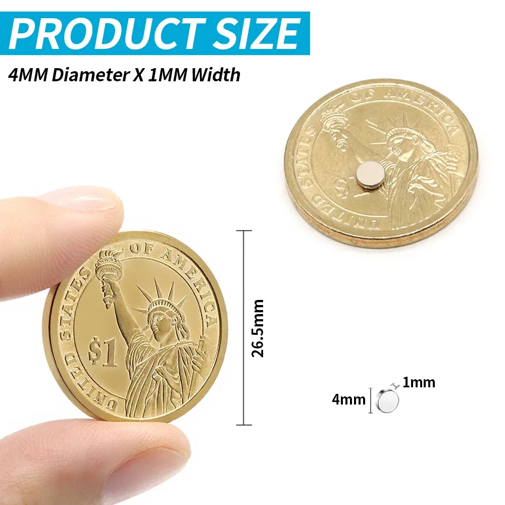 100/300 Pcs Mini Small Round Magnets 4mm x 1mm Disc - Super Powerful Refrigerator Magnets for Crafts, DIY, and Office Use thumbnail 2