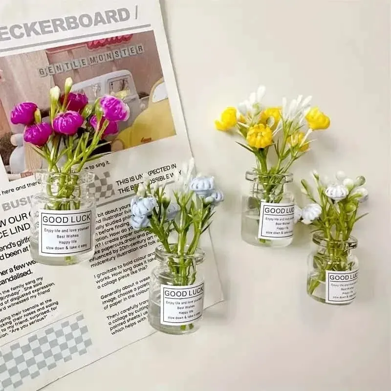 8pcs Mini Cute 3D Vase Refrigerator Magnets Set - Decorative Kitchen Accessories & Holiday Gifts for Fridge, Whiteboards, and Lockers showcase 4