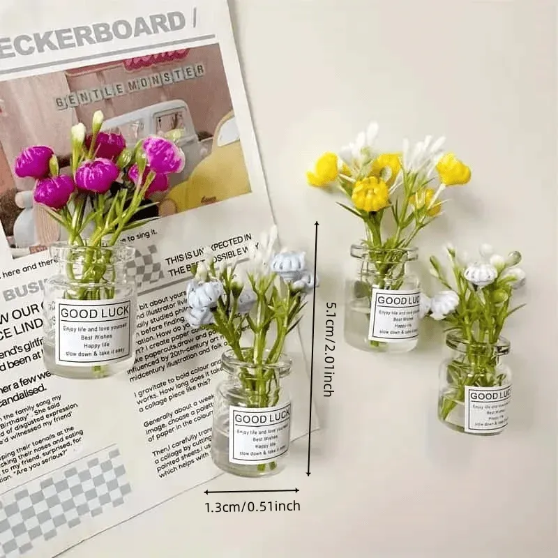 8pcs Mini Cute 3D Vase Refrigerator Magnets Set - Decorative Kitchen Accessories & Holiday Gifts for Fridge, Whiteboards, and Lockers showcase 5
