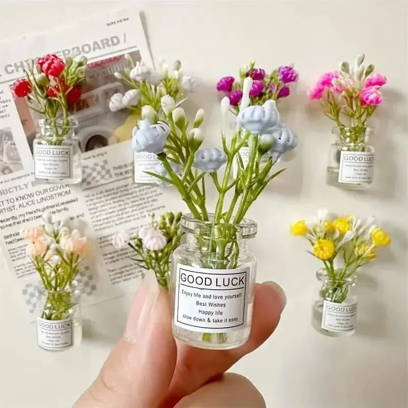 8pcs Mini Cute 3D Vase Refrigerator Magnets Set - Decorative Kitchen Accessories & Holiday Gifts for Fridge, Whiteboards, and Lockers thumbnail 1