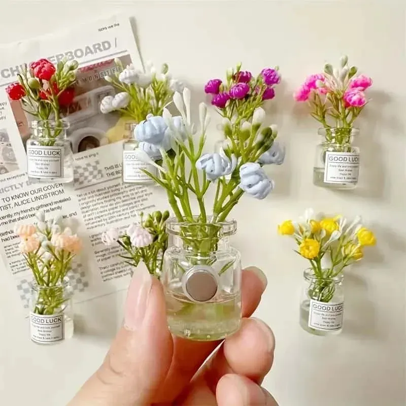 8pcs Mini Cute 3D Vase Refrigerator Magnets Set - Decorative Kitchen Accessories & Holiday Gifts for Fridge, Whiteboards, and Lockers showcase 1