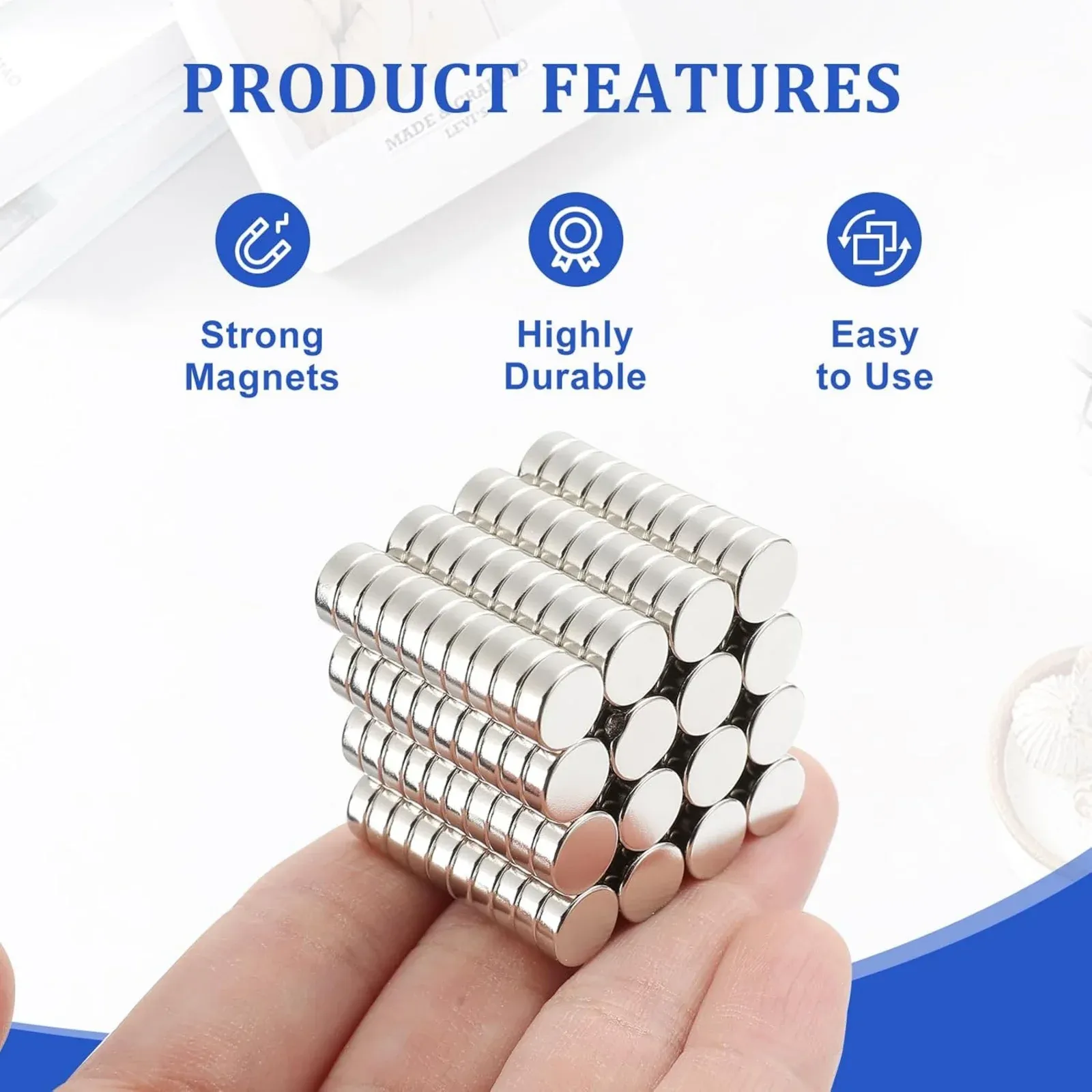 8x3mm Round Refrigerator Magnets - Small Whiteboard & Office Magnets, Durable Mini Magnets for Kitchen & Crafting thumbnail 3
