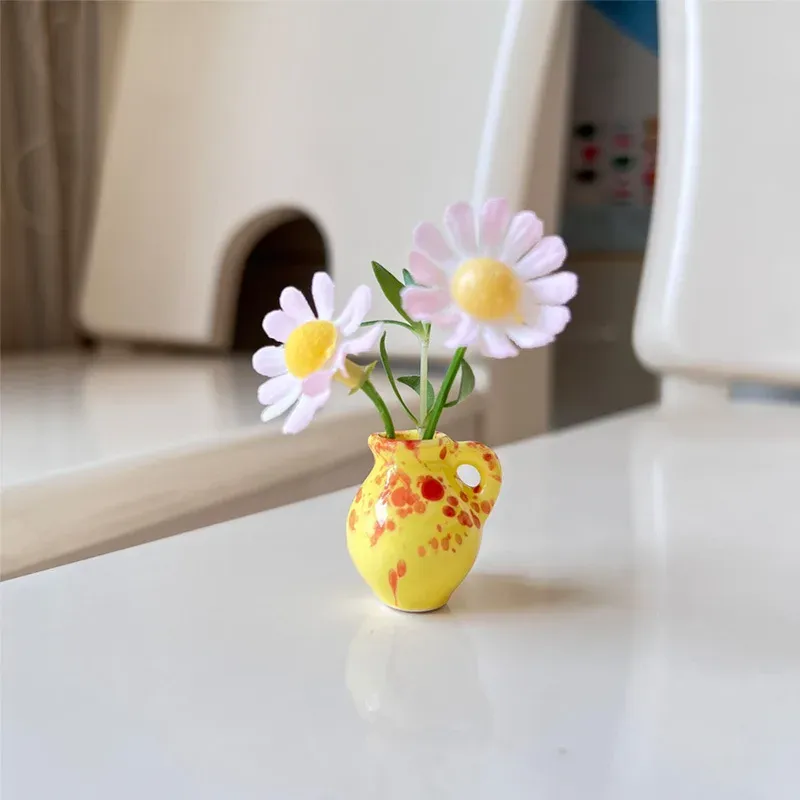 Mini Ceramic Vase Fridge Magnets - Decorative Micro Landscape Ornament for Flowers, Earthenware Material, Irregular Shape, Artistic Home Decor showcase 12