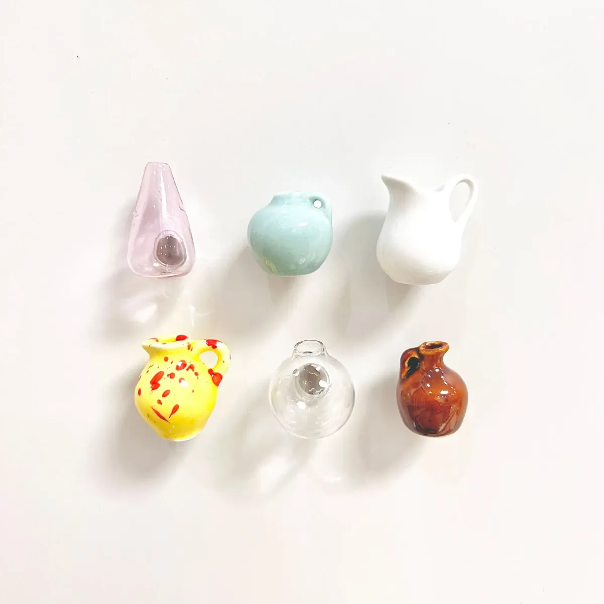 Mini Ceramic Vase Fridge Magnets - Decorative Micro Landscape Ornament for Flowers, Earthenware Material, Irregular Shape, Artistic Home Decor showcase 10