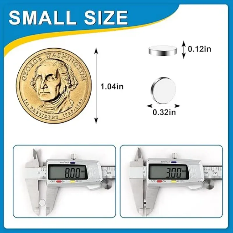 8x3mm Round Refrigerator Magnets - Small Durable Whiteboard & Office Magnets for Crafts and Kitchen Use thumbnail 2