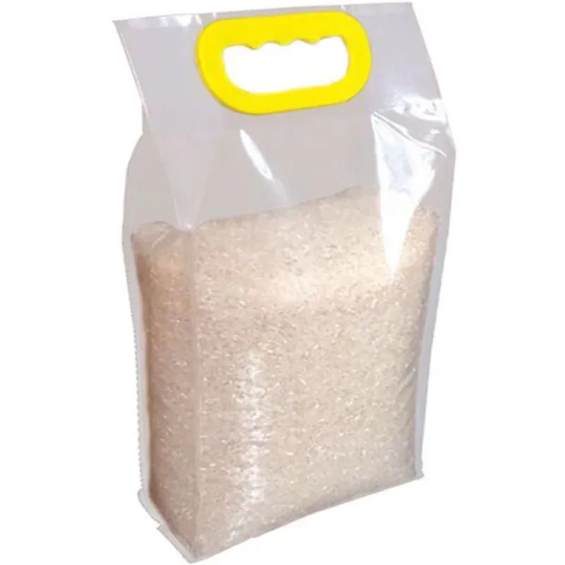 Transparent Food Vacuum Seal Bags for Rice Beans - Accordion Pocket Design, 2.5kg & 5kg Capacity, Durable Plastic Packaging