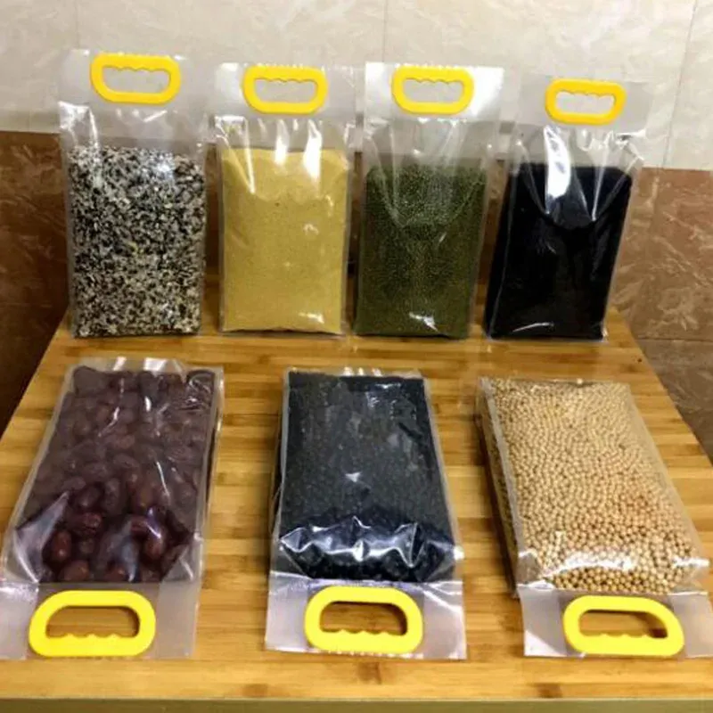 Transparent Food Vacuum Seal Bags for Rice Beans - Accordion Pocket Design, 2.5kg & 5kg Capacity, Durable Plastic Packaging thumbnail 3