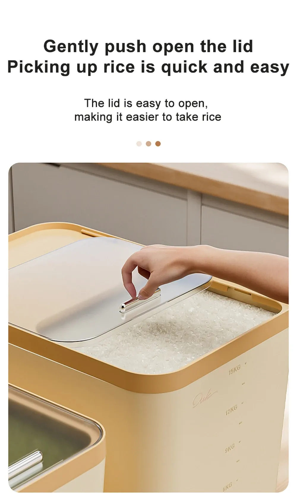 Large Capacity Rice Storage Box 5/10/15KG - Airtight, Insect & Moisture Proof Food Grade PP Container with Transparent Sliding Lid for Kitchen Dry Grain Storage showcase 3