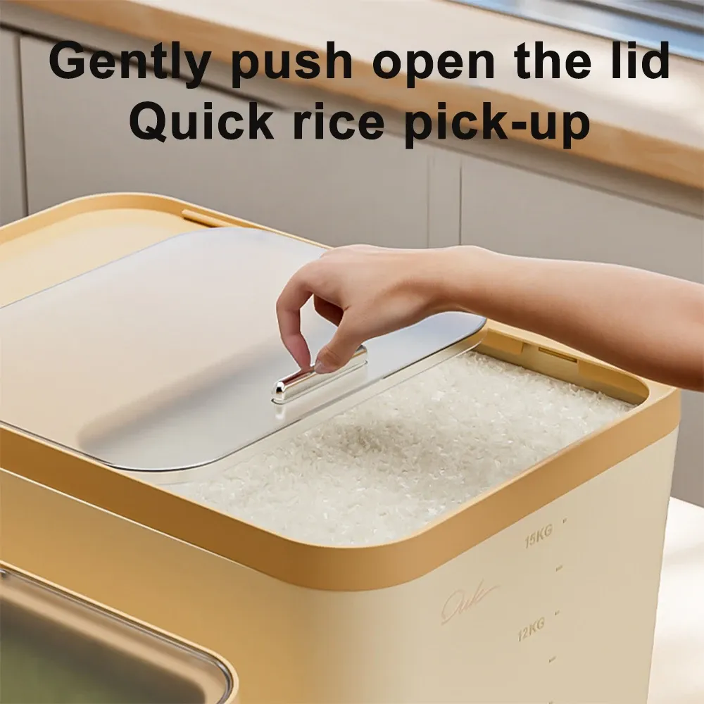 Large Capacity Rice Storage Box 5/10/15KG - Airtight, Insect & Moisture Proof Food Grade PP Container with Transparent Sliding Lid for Kitchen Dry Grain Storage thumbnail 5