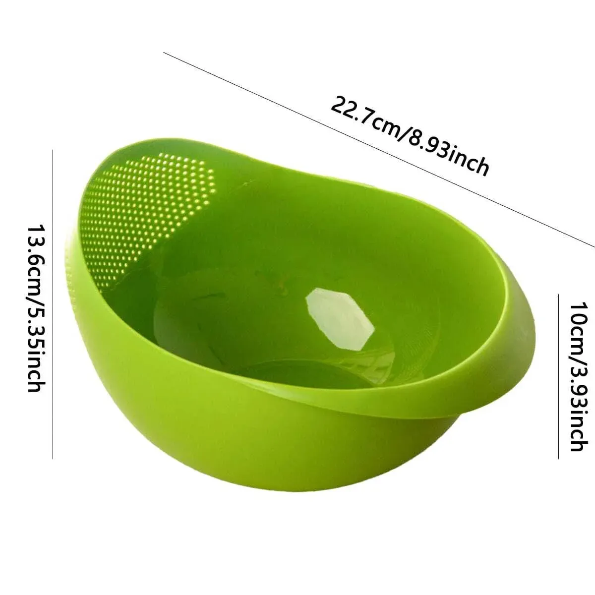 Large Rice Basin Sieve with Drain Holes - Household Kitchen Basket for Washing Rice, Fruits & Vegetables - Available in White, Green, Pink, Blue thumbnail 4