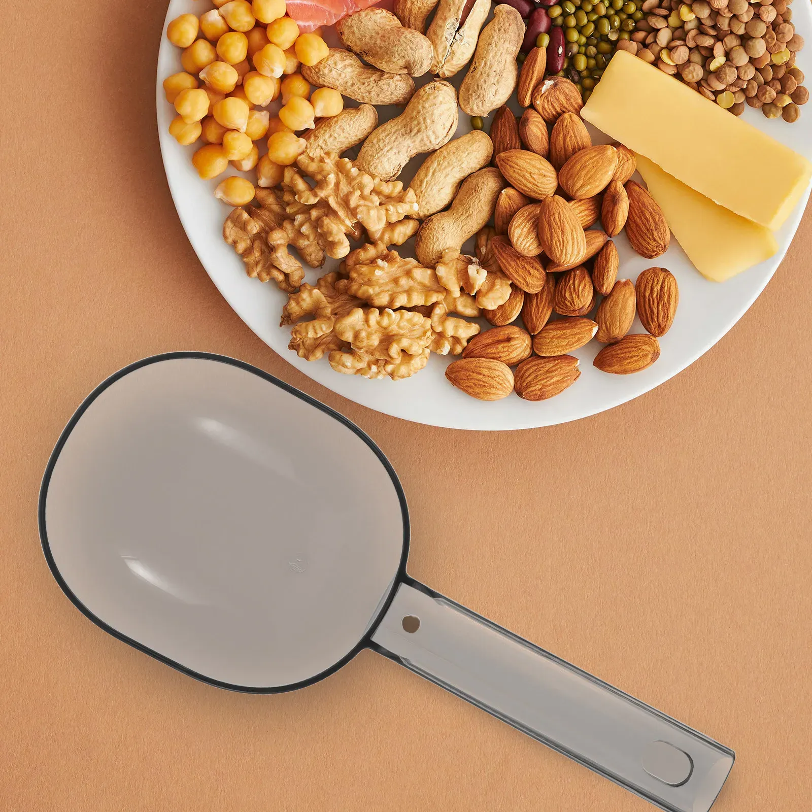 Long Handle Plastic Rice Spoon - Anti-Stick Kitchen Scoop for Flour, Grains, Measuring & Serving Utensil - Grey PET Material, 8.2 Inch thumbnail 1