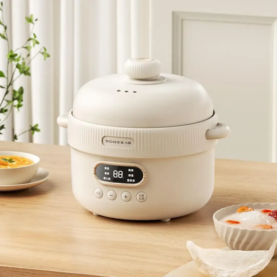SOGEE 1L Electric Slow Cooker 220V 200W with 24-Hour Timer Multi-function Cooking Pot for Home Kitchen Use thumbnail 2