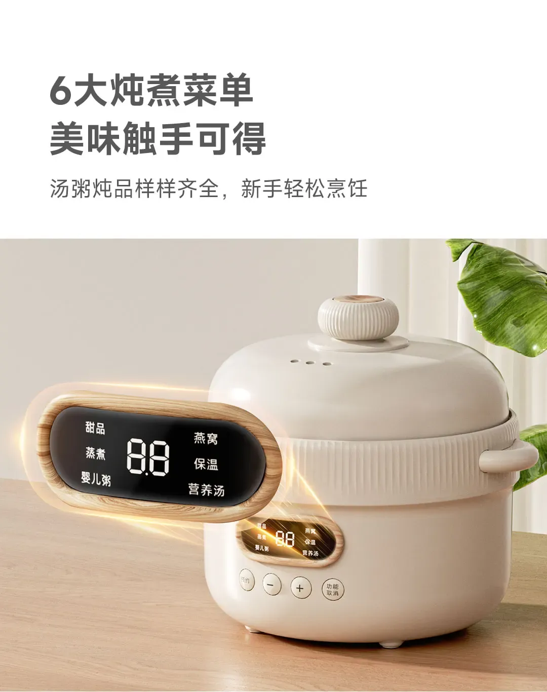 SOGEE 1L Electric Slow Cooker 220V 200W with 24-Hour Timer Multi-function Cooking Pot for Home Kitchen Use showcase 12