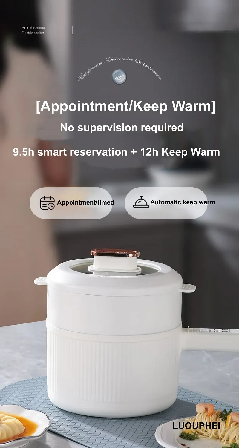 2.5L/3L Electric Cooking Pot with Steamer - Non-Stick Ceramic Frying Pan, Integrated Long Handle, 220V Household Kitchen Appliance showcase 14