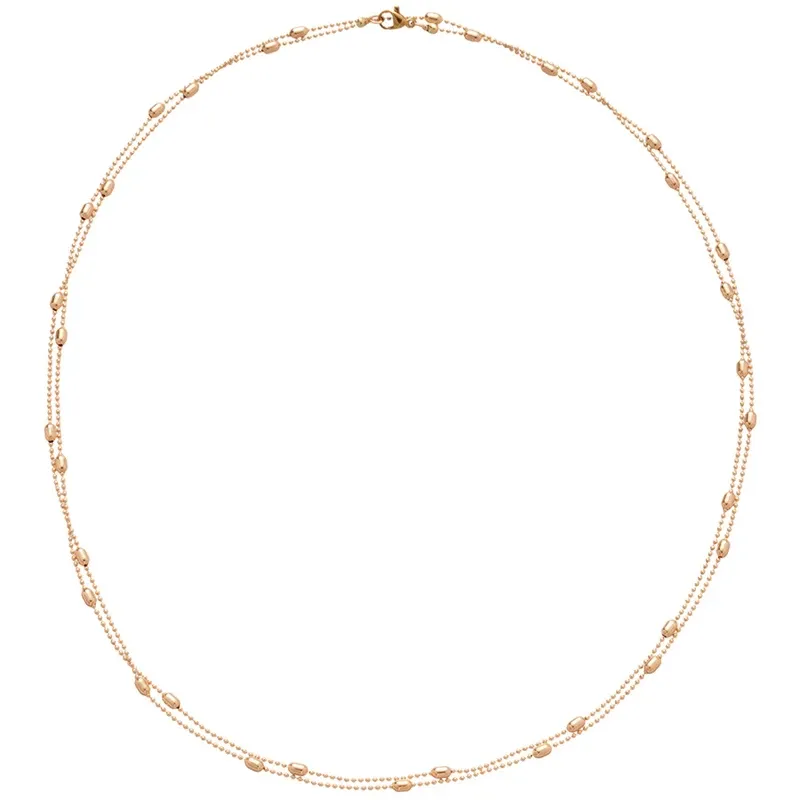 Luxury Metal Rice Grain Beaded Long Necklace for Women, Minimalist Silver Color Sweater Chain, Chic Fashion Jewelry Gift showcase 12