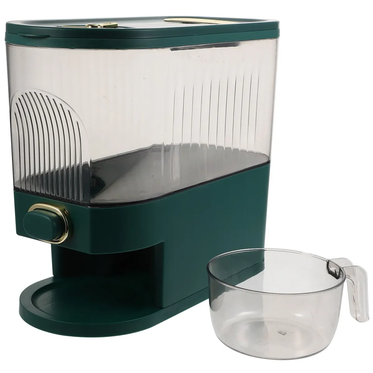 Large Capacity Rice Dispenser Container with Sealed Food Holder for Grains, Beans, Oats - Countertop Kitchen Storage Bin with Visible Window and Easy-Press Button showcase 1