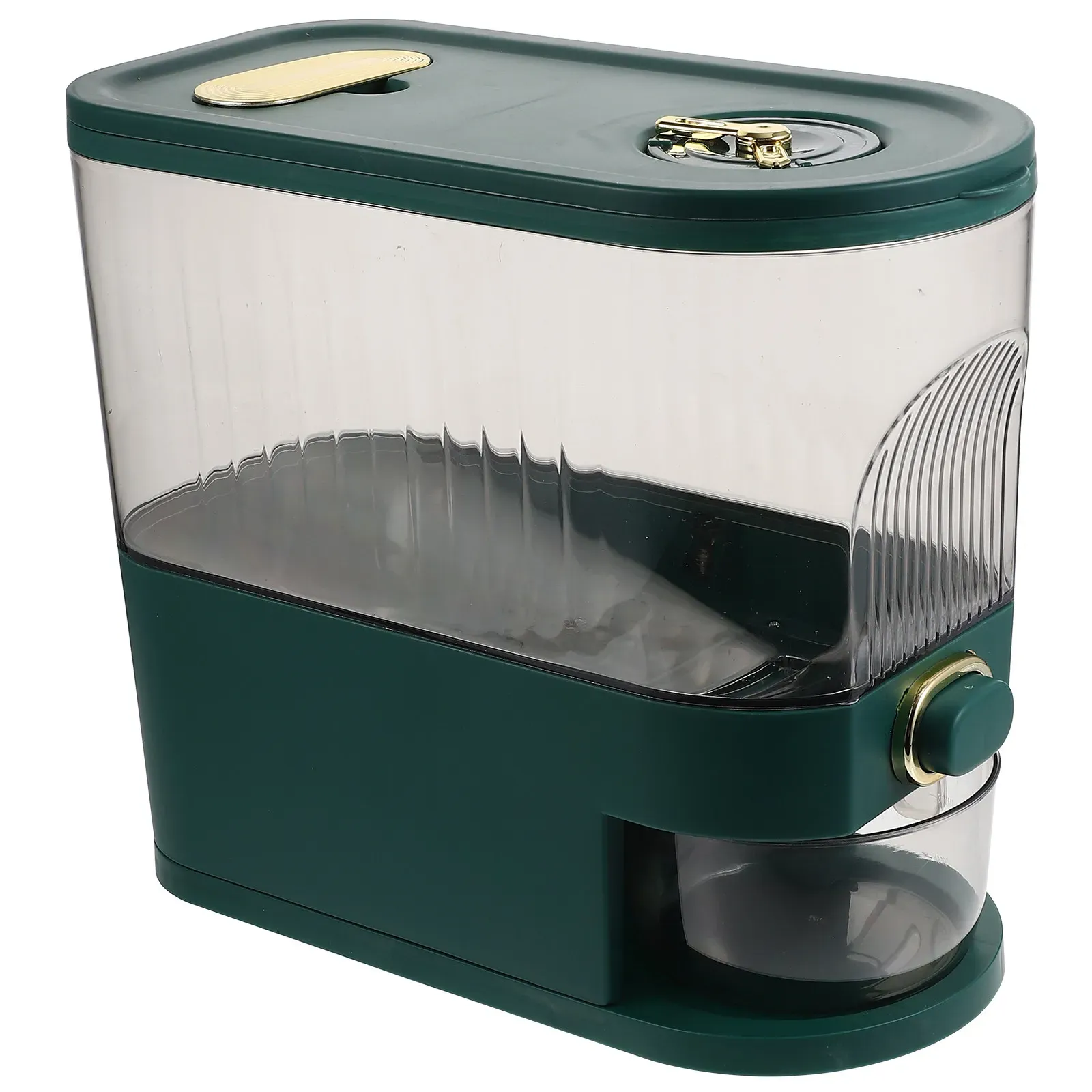Large Capacity Rice Dispenser Container with Sealed Food Holder for Grains, Beans, Oats - Countertop Kitchen Storage Bin with Visible Window and Easy-Press Button thumbnail 5