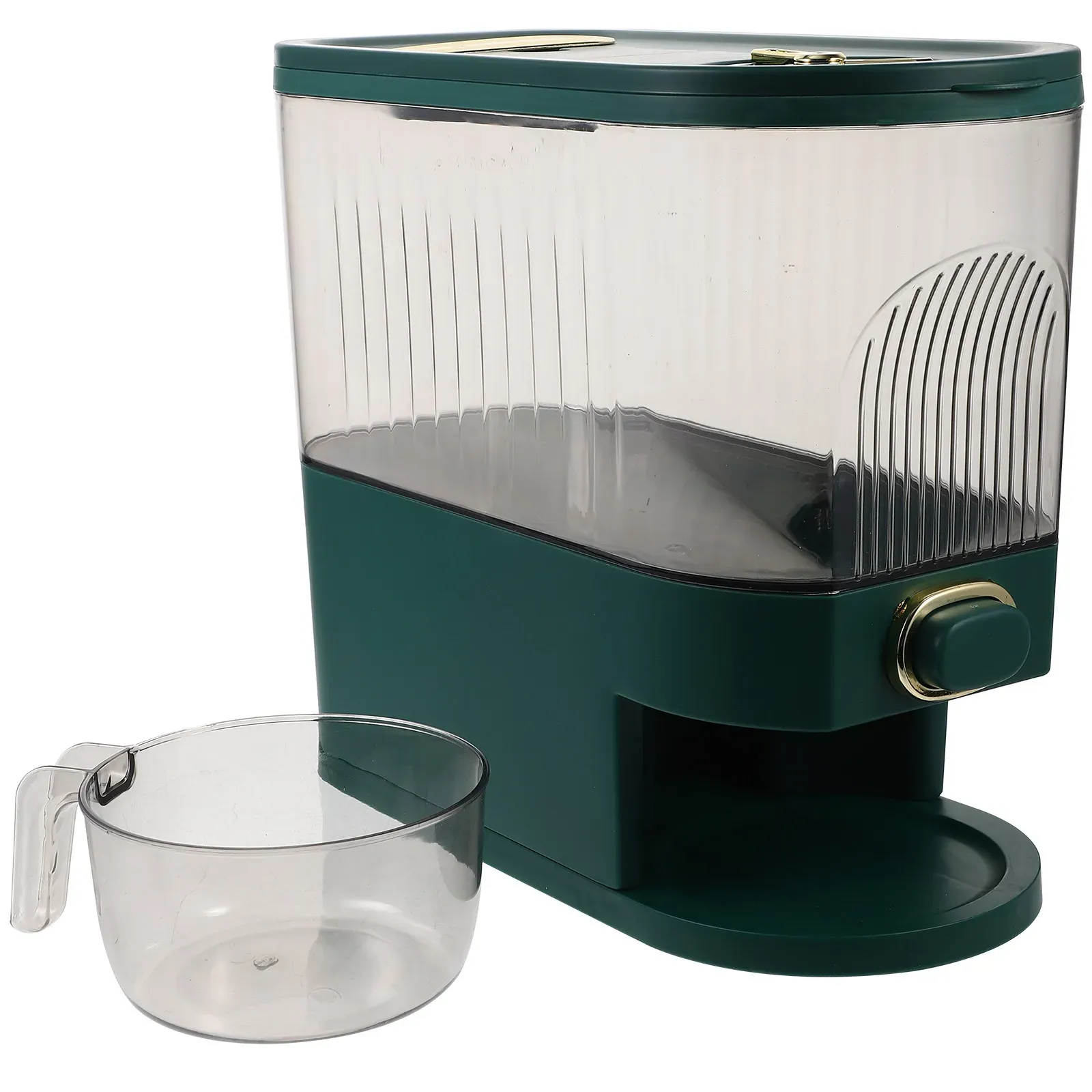 Large Capacity Rice Dispenser Container with Sealed Food Holder for Grains, Beans, Oats - Countertop Kitchen Storage Bin with Visible Window and Easy-Press Button thumbnail 6