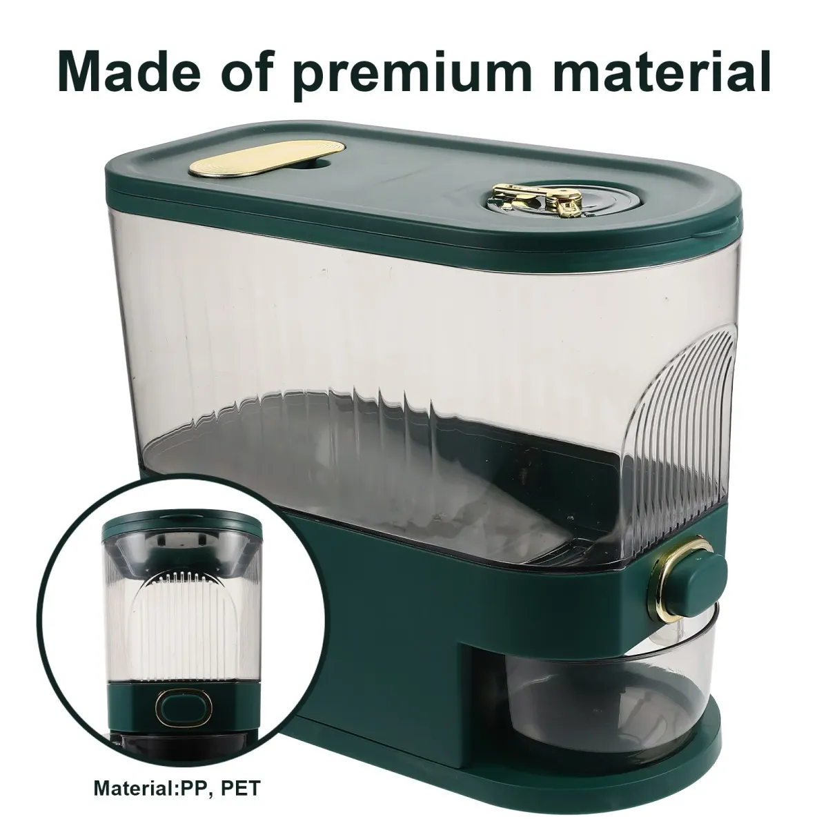 Large Capacity Rice Dispenser Container with Sealed Food Holder for Grains, Beans, Oats - Countertop Kitchen Storage Bin with Visible Window and Easy-Press Button showcase 4