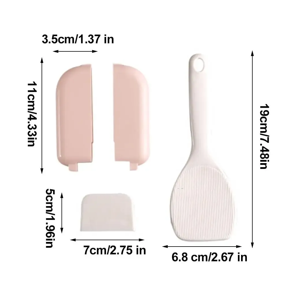 Self-Standing Rice Scoop Holder Set with Non-Spill Design, Long Handle Plastic Scoop for Grains, Portable Kitchen Utensil Tool (Grey, Blue, Pink) thumbnail 6