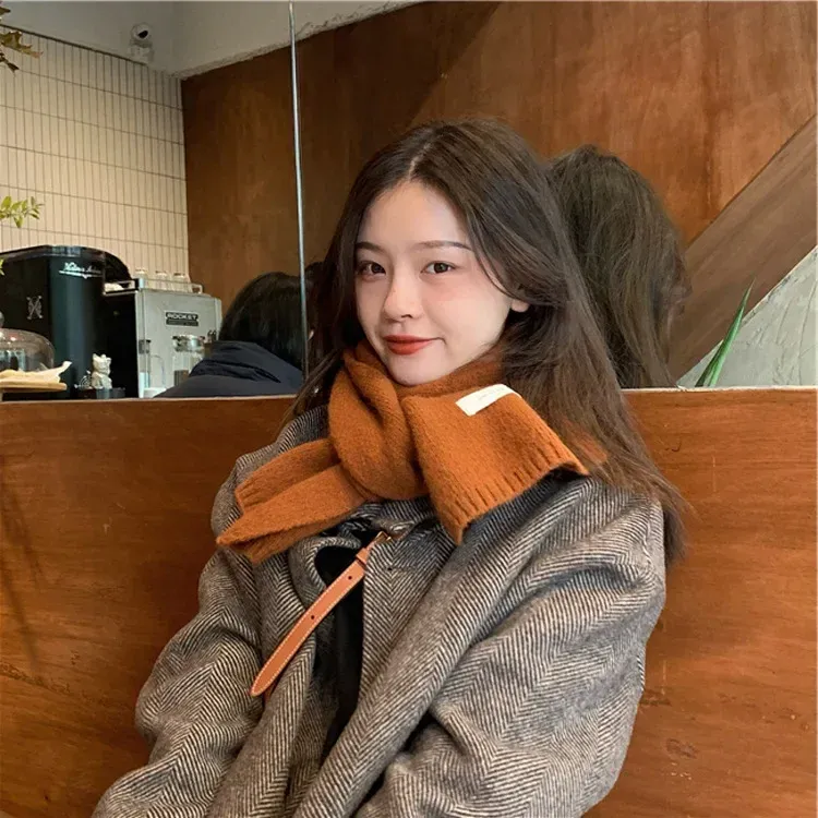 Thick Warm Pure Wool Knit Scarf for Women & Men - Fashionable Korean Style Student Winter Accessory, 120x18cm showcase 22