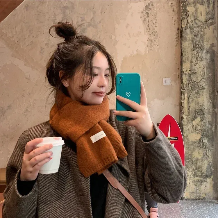 Thick Warm Pure Wool Knit Scarf for Women & Men - Fashionable Korean Style Student Winter Accessory, 120x18cm showcase 23