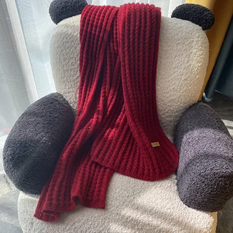 Thick Warm Pure Wool Knit Scarf for Women & Men - Fashionable Korean Style Student Winter Accessory, 120x18cm showcase 16