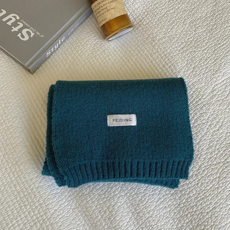 Thick Warm Pure Wool Knit Scarf for Women & Men - Fashionable Korean Style Student Winter Accessory, 120x18cm showcase 32