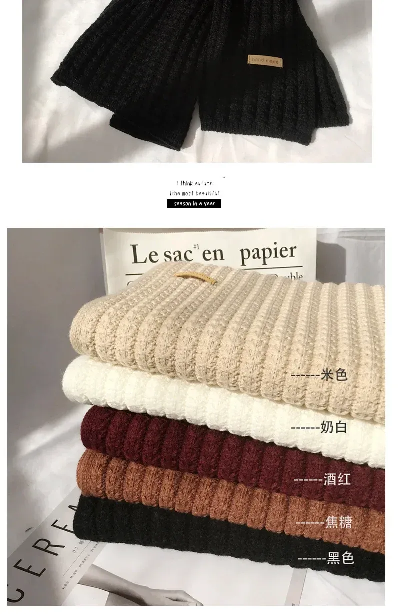 Thick Warm Pure Wool Knit Scarf for Women & Men - Fashionable Korean Style Student Winter Accessory, 120x18cm showcase 14