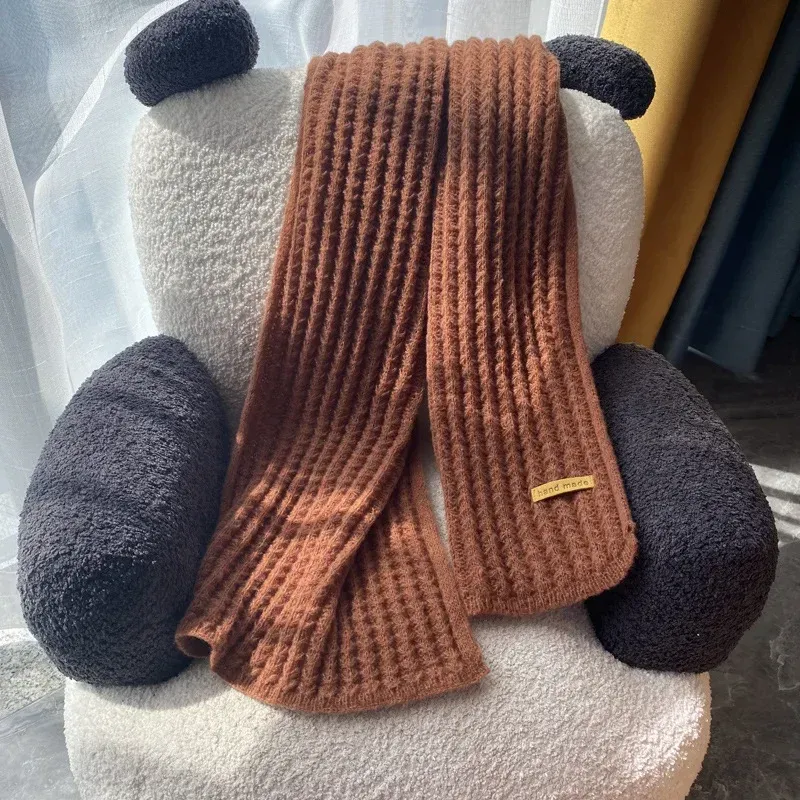 Thick Warm Pure Wool Knit Scarf for Women & Men - Fashionable Korean Style Student Winter Accessory, 120x18cm showcase 17