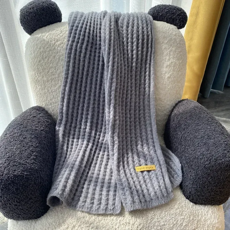 Thick Warm Pure Wool Knit Scarf for Women & Men - Fashionable Korean Style Student Winter Accessory, 120x18cm showcase 19