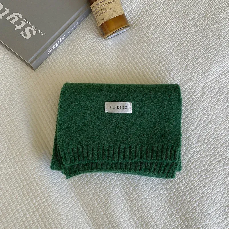 Thick Warm Pure Wool Knit Scarf for Women & Men - Fashionable Korean Style Student Winter Accessory, 120x18cm showcase 35